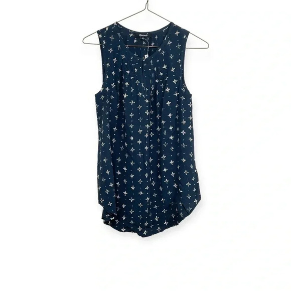 Madewell Memory Tank Navy Medallion Dot Blouse XS - Picture 1 of 6